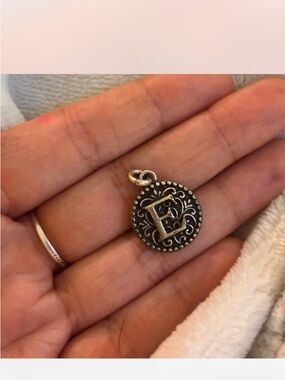Initial E Monogram Silver-Tone Charm Pendant